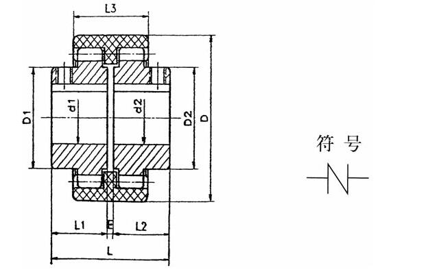 nl尼龙内齿式联轴器示意图