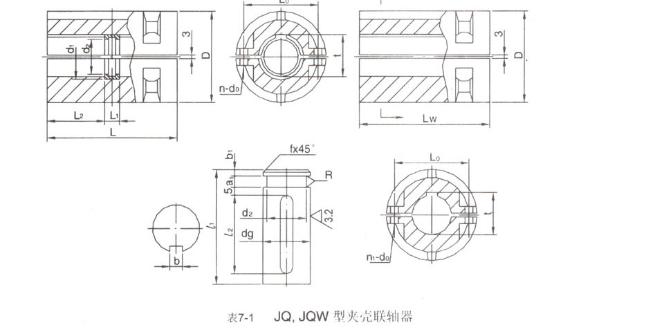JQ型夹壳联轴器结构图